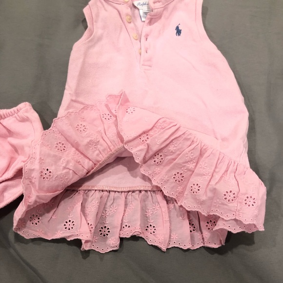 COPY - Baby Girl Pink Ralph Lauren Ruffle Collar Dress With Bumper Size 9 Months - Picture 8 of 12